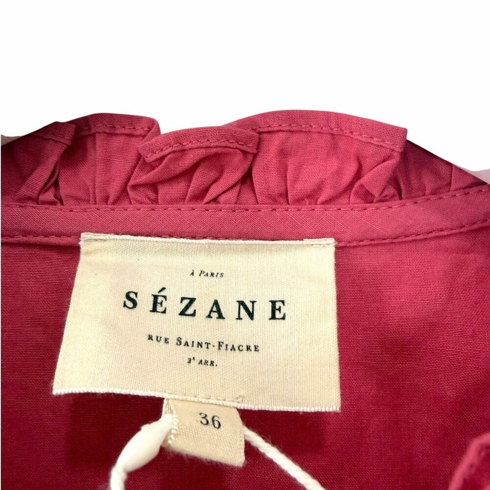 NWT Sézane Zoelie Shirt Pink Embroidered Eyelet Blouse US 4 EU 36 Cotton - Picture 3 of 9